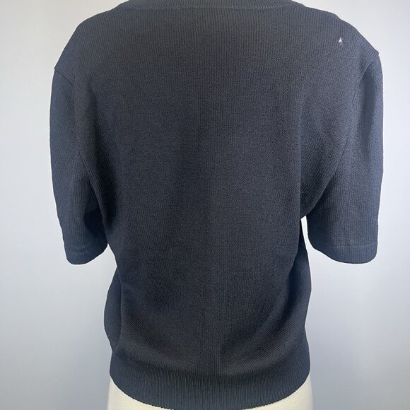 Vintage St. John Basics Santana Knit Sweater Short Sleeve Crew Neck Black Medium - Picture 5 of 9